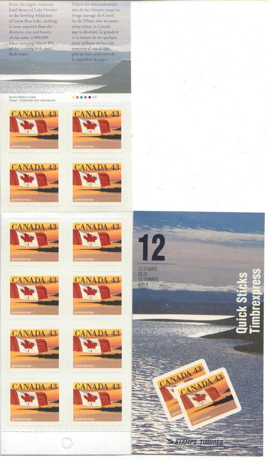 1993 CDN - BK158a (SB168) $5.25 43¢ Flag Definitive (Shore Rigt)